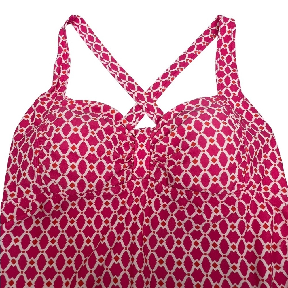 Oh Baby by Motherhood Swim Bathing Suit Geometric Print Pink White Medium M - Picture 3 of 14